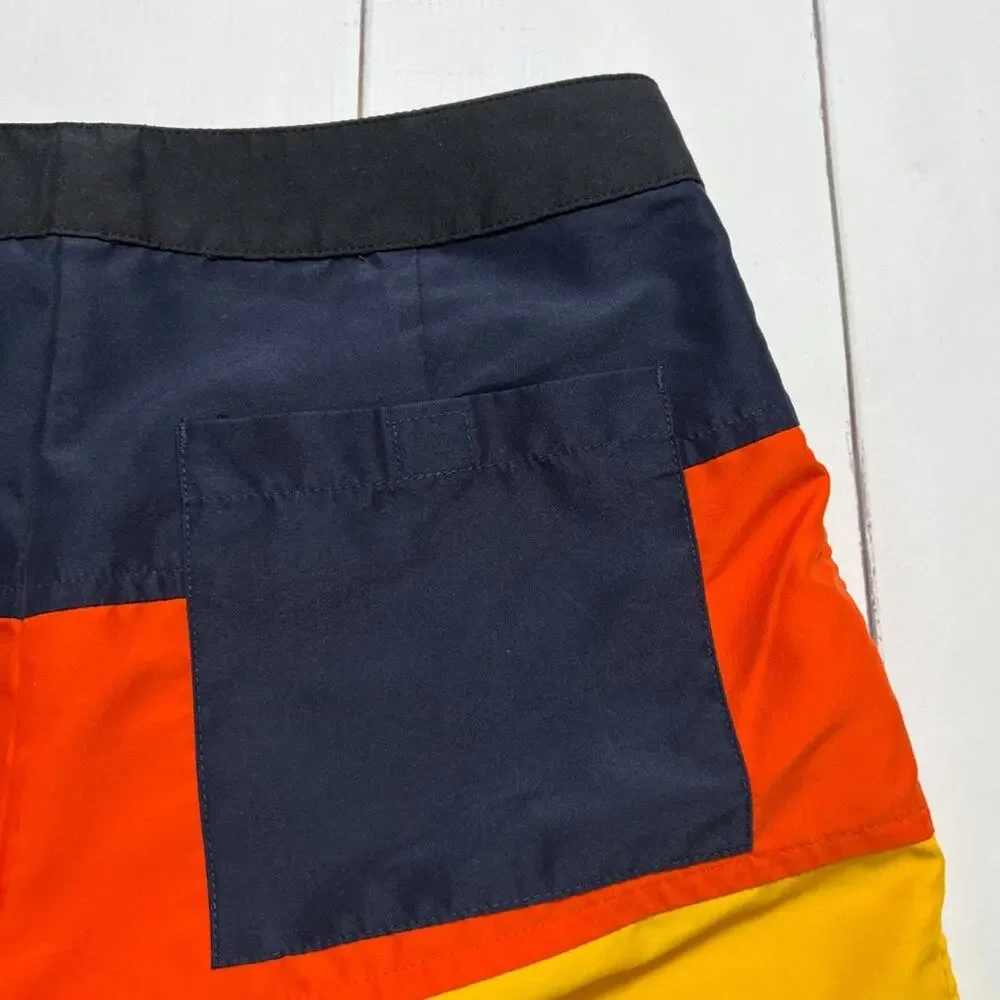 American Apparel Striped Swim Trunks SIZE XS Yellow Blue Board Shorts USA